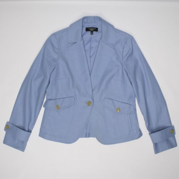 Talbots Jackets & Blazers - Talbots Light Blue Linen Blend Blazer Buttons Pockets Geek Chic Women Size 6P